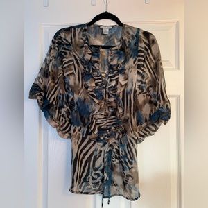 Alberto Makali sheer pattern blouse. Size Small. Like New.